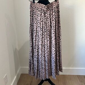 JODIFL Pink and Black Polka Dot Maxi Skirt